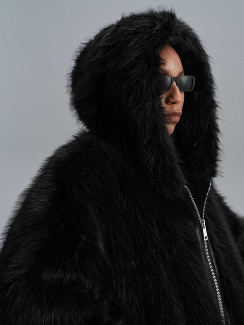 Arlette Imitation Fur Jacket - Black