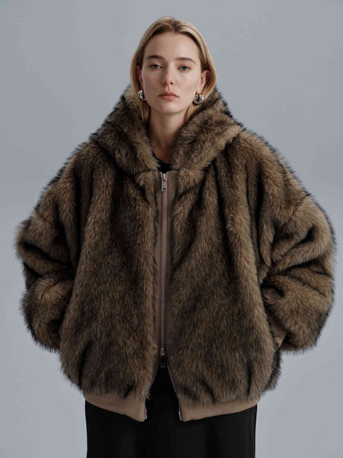 Arlette Imitation Fur Jacket - Apricots