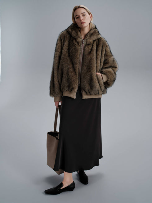 Arlette Imitation Fur Jacket - Apricots