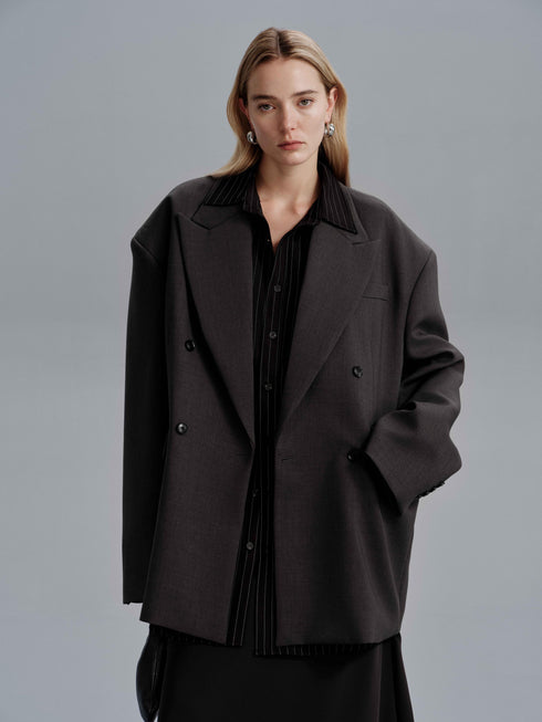 Kavi Oversized Frame Blazer - Dark Gray