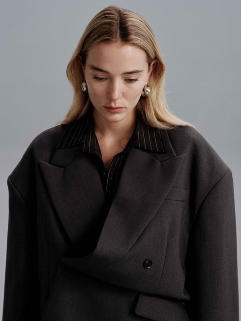 Kavi Oversized Frame Blazer - Dark Gray