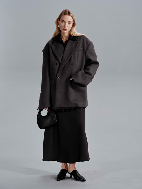 Kavi Oversized Frame Blazer - Dark Gray