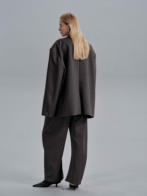 Kavi Oversized Frame Blazer - Dark Gray