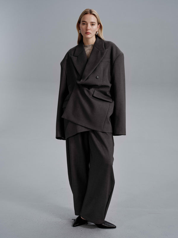 Kavi Oversized Frame Blazer - Dark Gray