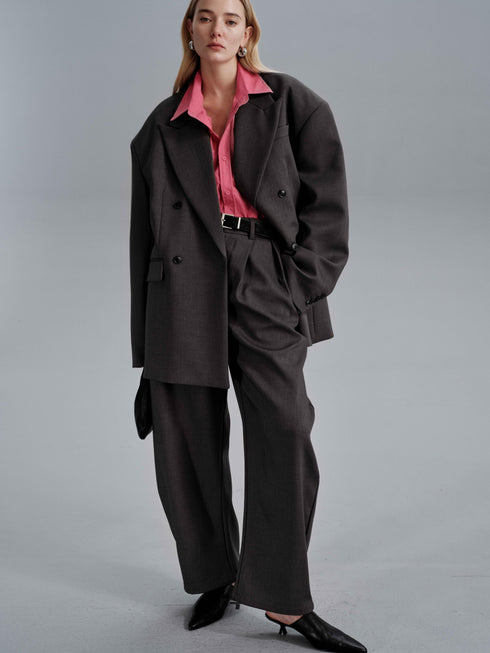 Kavi Oversized Frame Blazer - Dark Gray