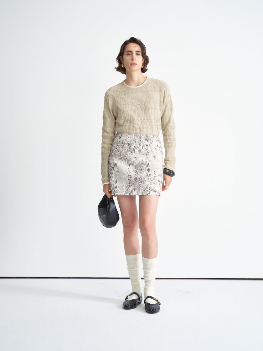 Textured Knit Crewneck Sweater