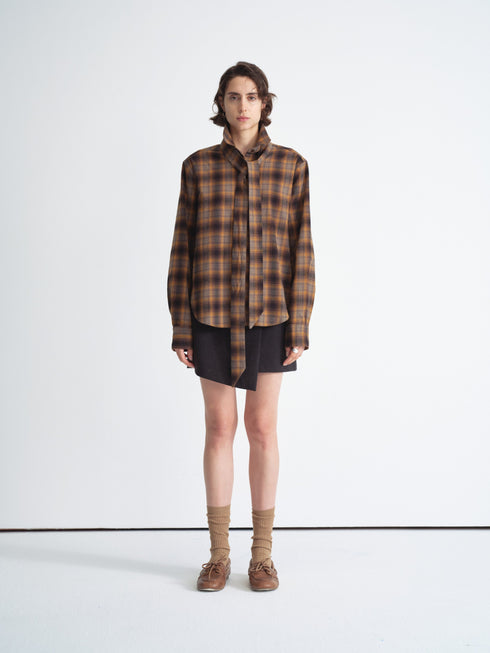 Detachable Bow Check Shirt