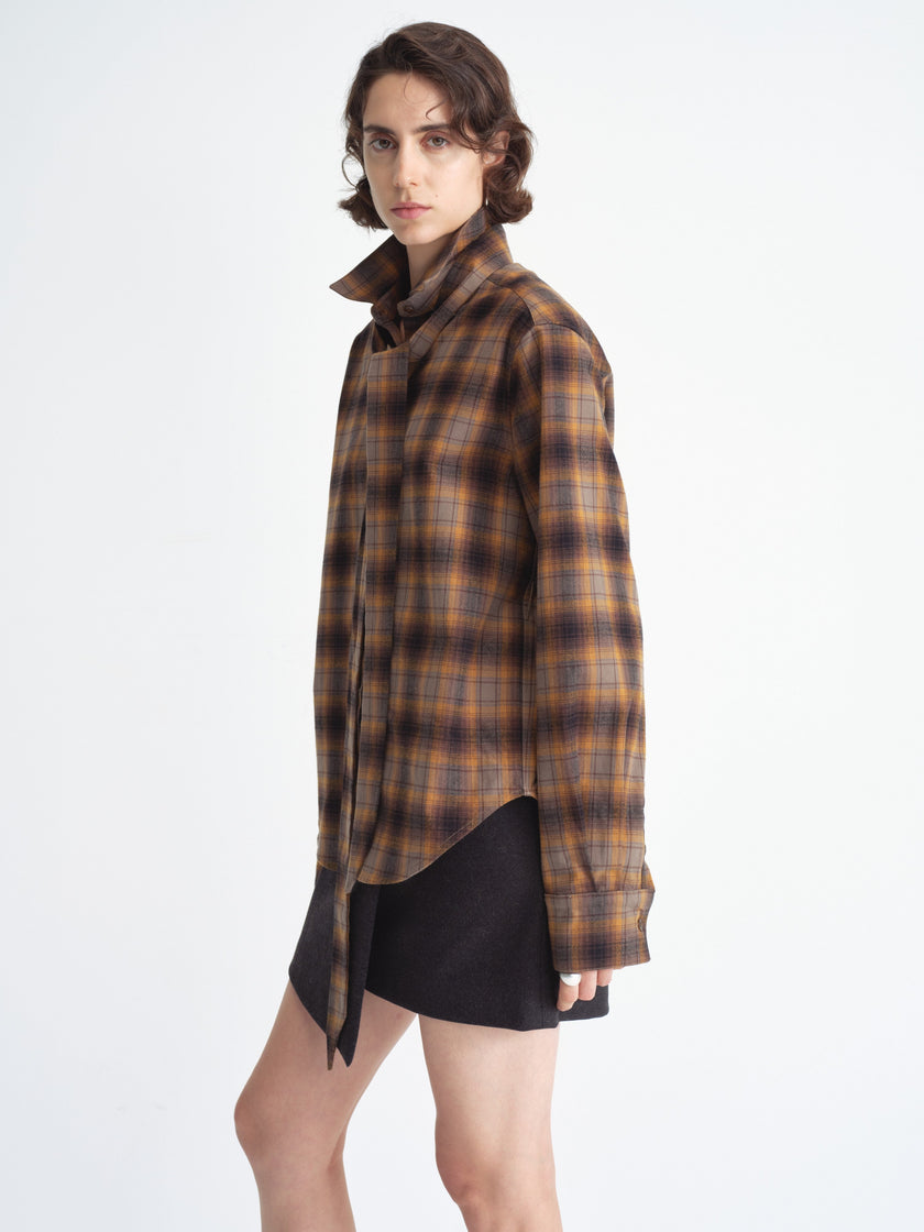 Detachable Bow Check Shirt