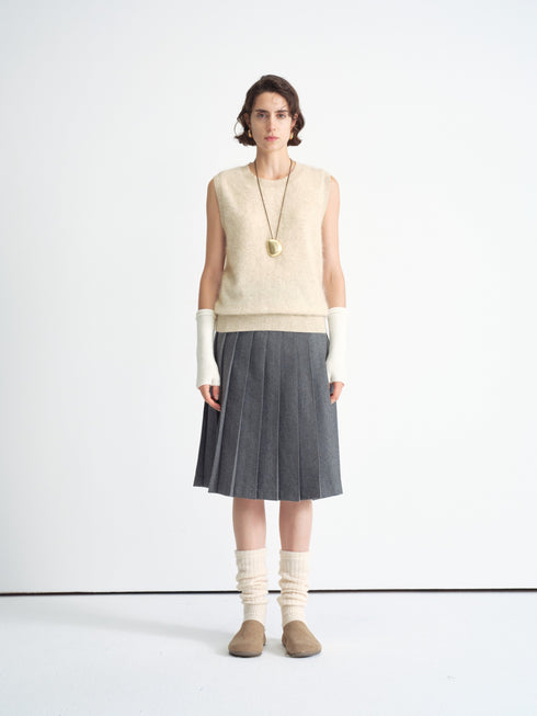 Structured Pleated Midi Skirt