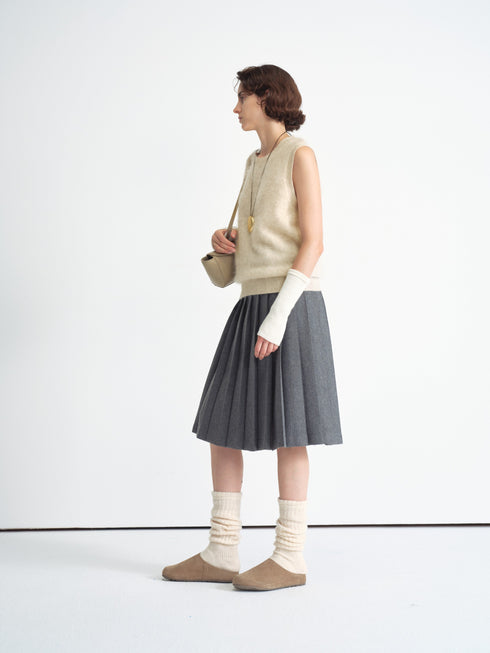 Structured Pleated Midi Skirt