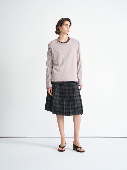 Structured Check Pleated Skirt