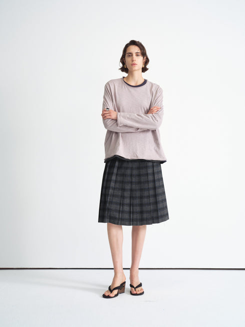 Structured Check Pleated Skirt