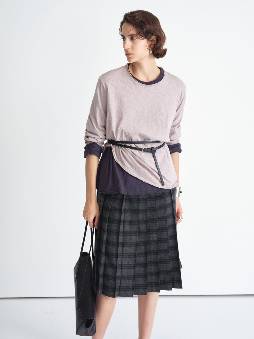 Structured Check Pleated Skirt