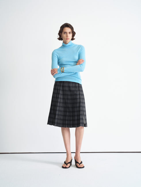 Ribbed Knit Long-Sleeve Top-Turtleneck