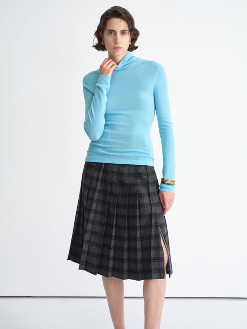 Structured Check Pleated Skirt