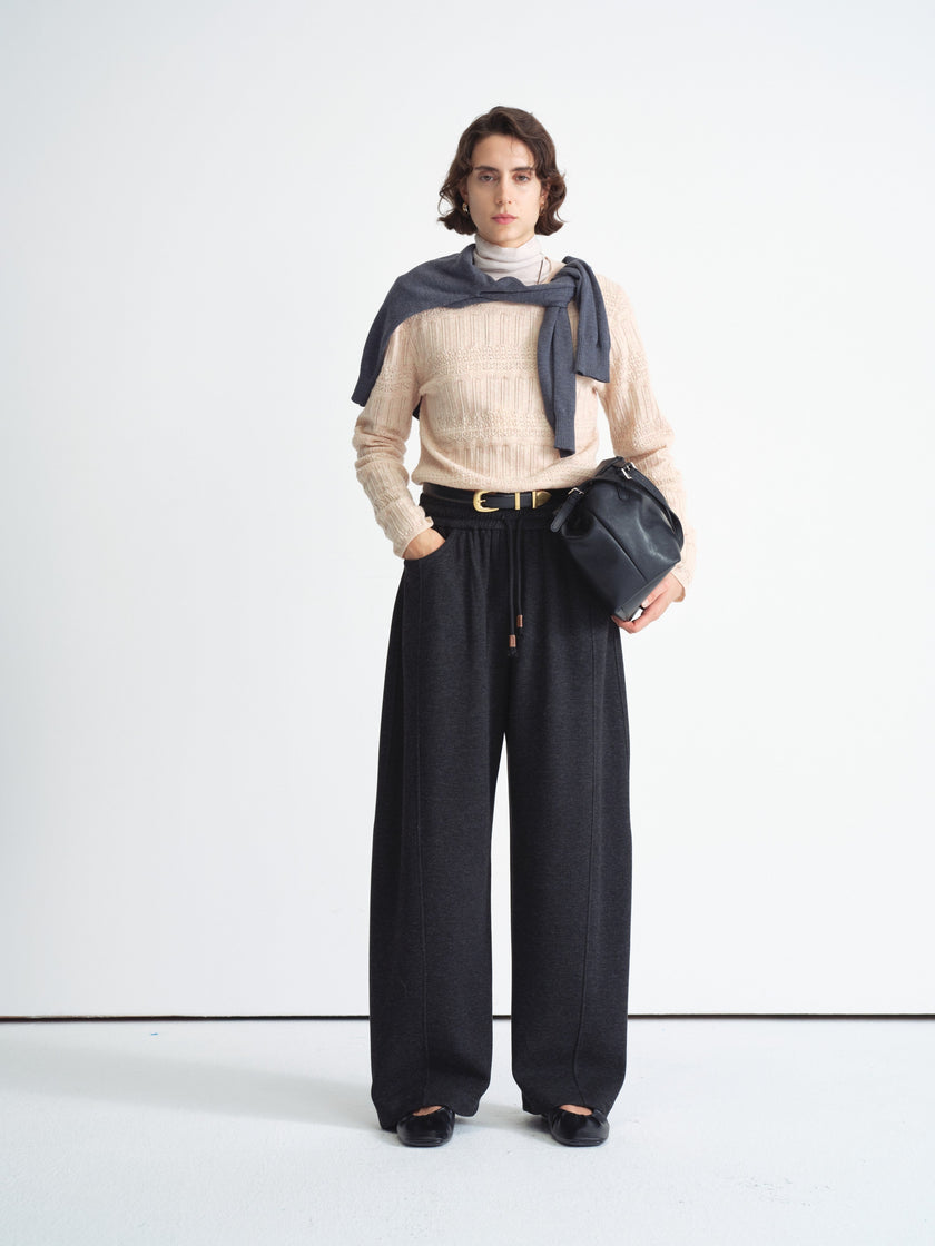 Textured Knit Crewneck Sweater