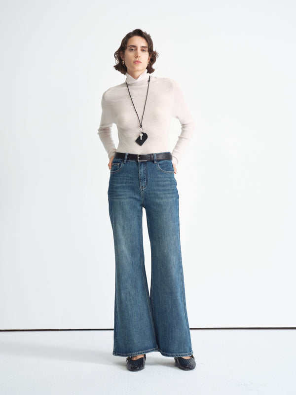 Wide-Leg Denim Jeans