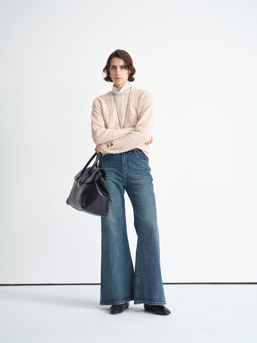 Textured Knit Crewneck Sweater