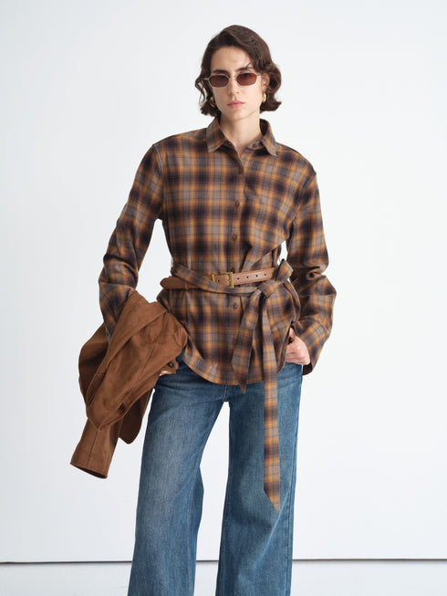 Detachable Bow Check Shirt