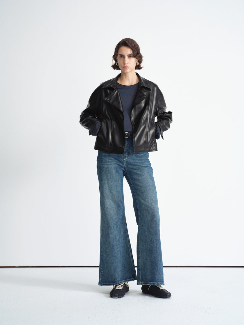 Wide-Leg Denim Jeans