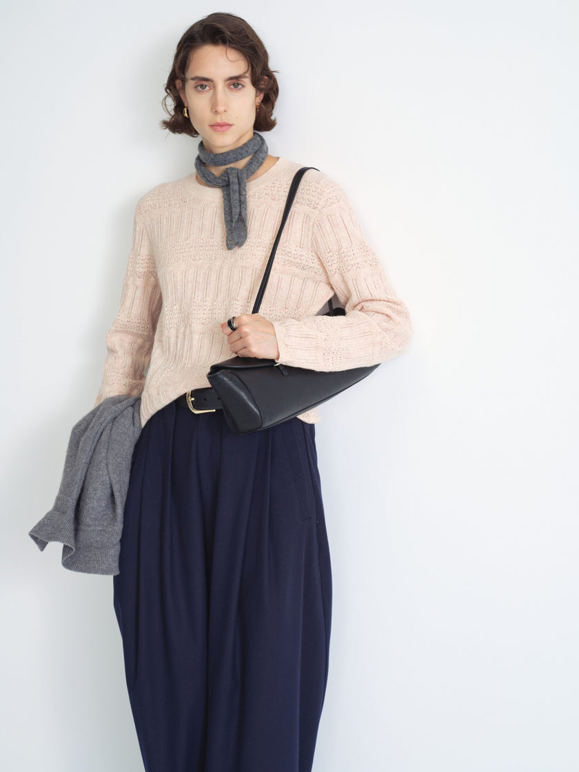 Textured Knit Crewneck Sweater