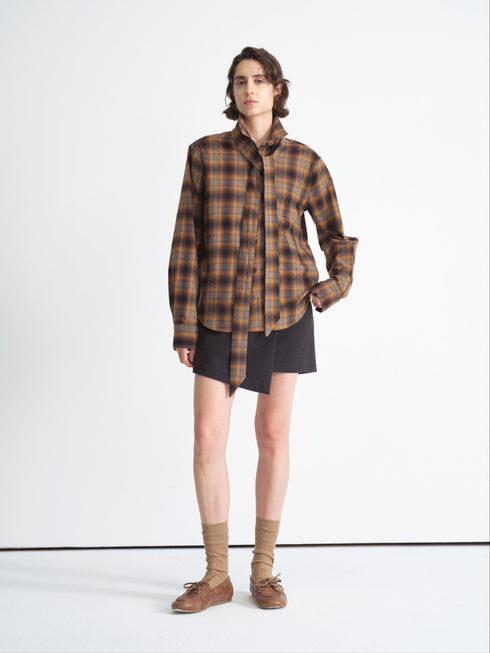 Detachable Bow Check Shirt