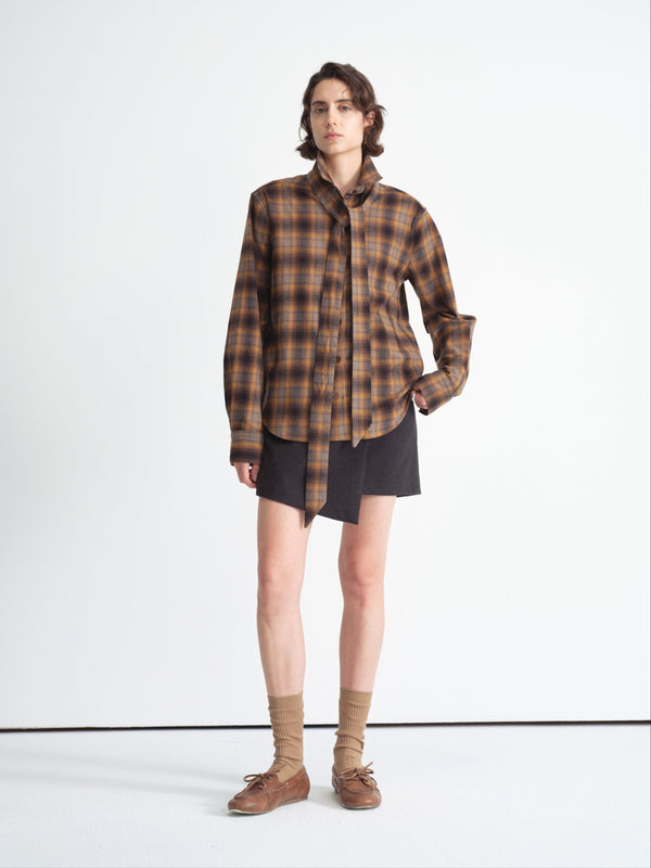 Detachable Bow Check Shirt