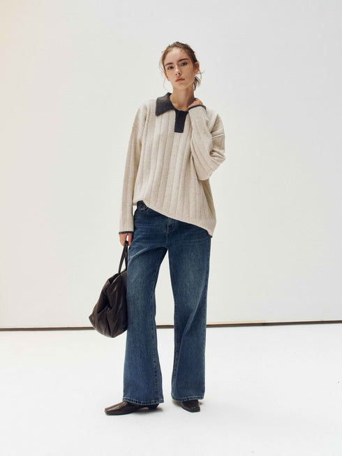 Contrast Collar Knit Sweater