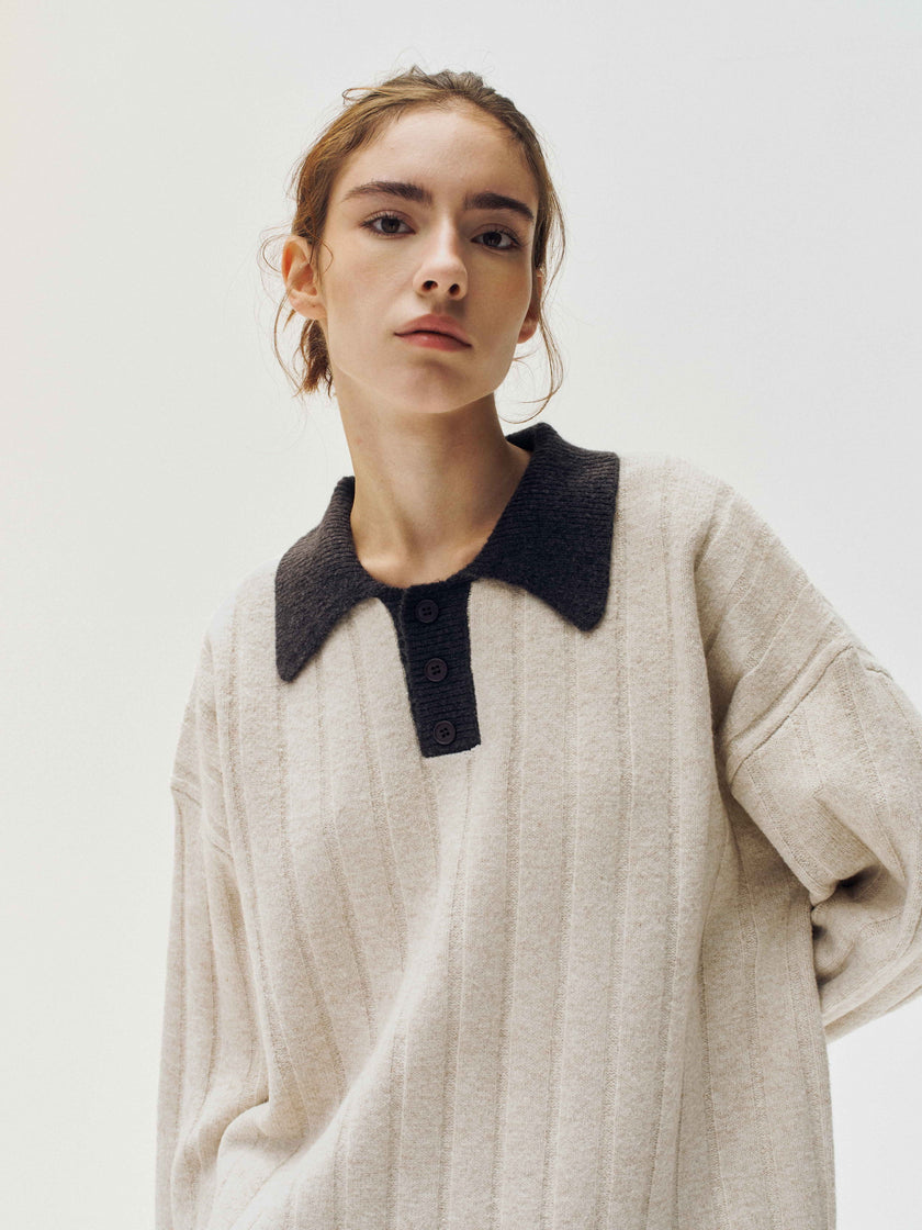 Contrast Collar Knit Sweater
