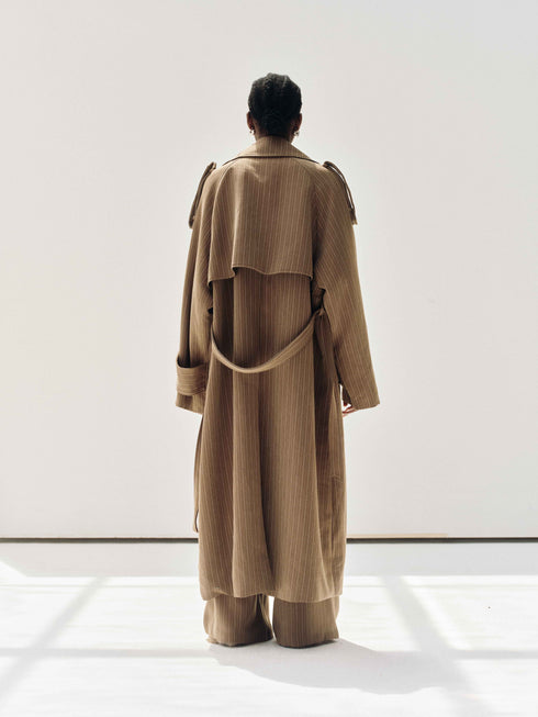 Drift Pinstripe Trench Coat