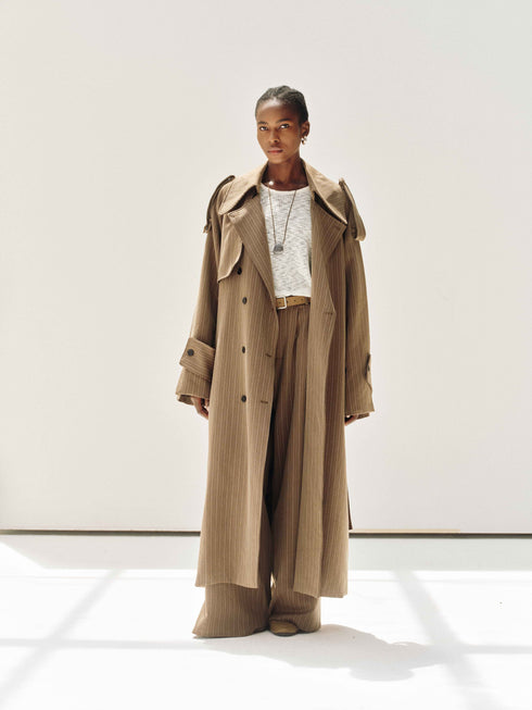 Drift Pinstripe Trench Coat