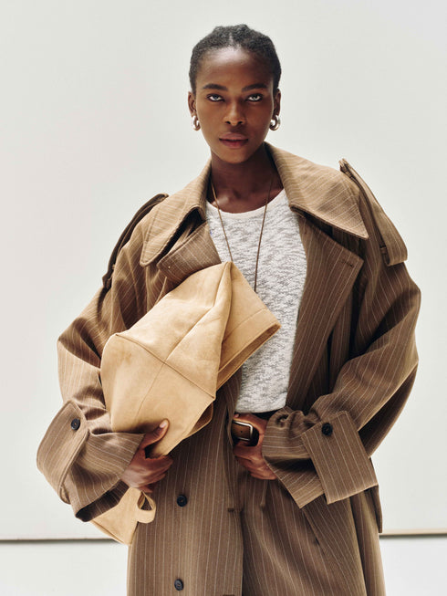 Drift Pinstripe Trench Coat