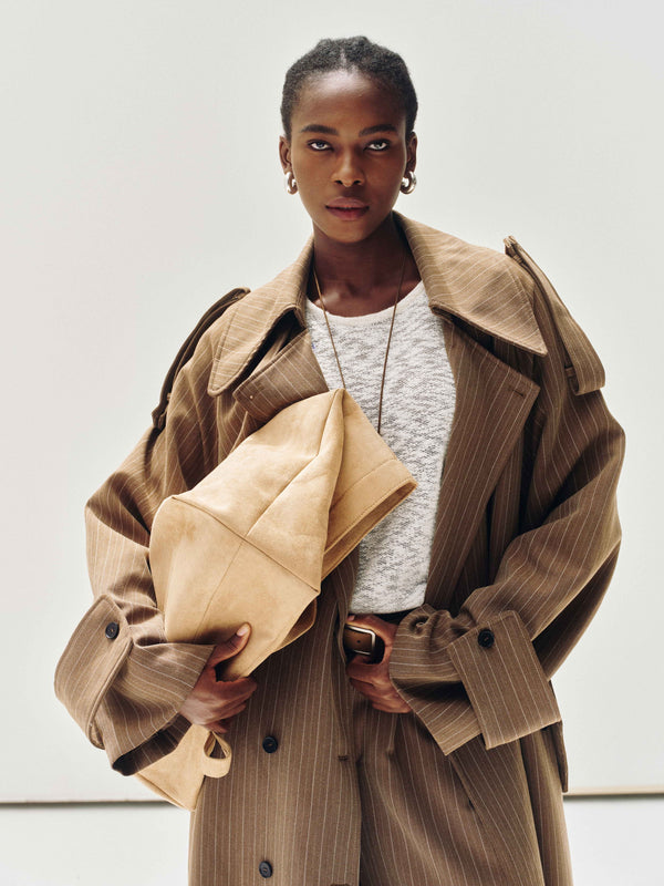 Drift Pinstripe Trench Coat