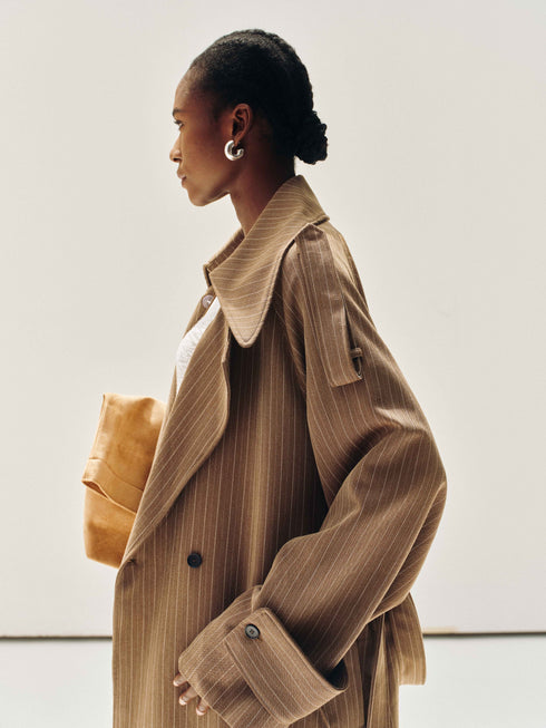 Drift Pinstripe Trench Coat