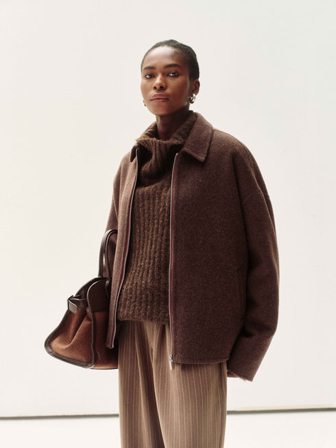 Minimaliste Veste en Laine zippée