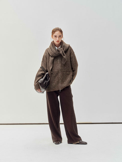 Granule Zip-Up Cardigan & Scarf