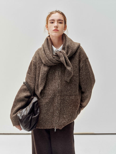 Granule Zip-Up Cardigan & Scarf