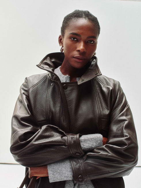 High-Neck New Zealand Leather Jacket