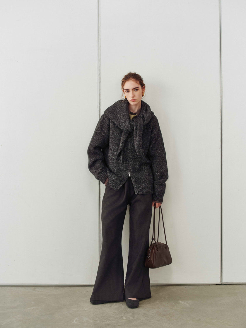 Granule Zip-Up Cardigan & Scarf