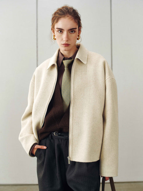 Minimaliste Veste en Laine zippée