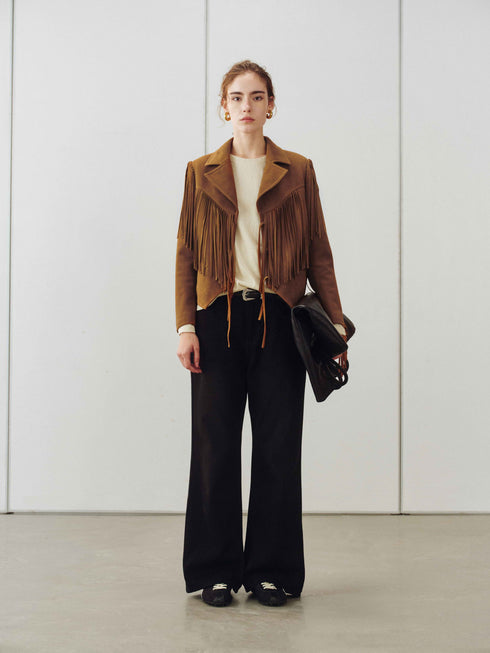 Veste en daim à franges