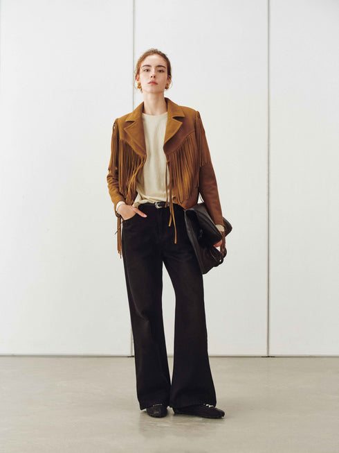 Veste en daim à franges