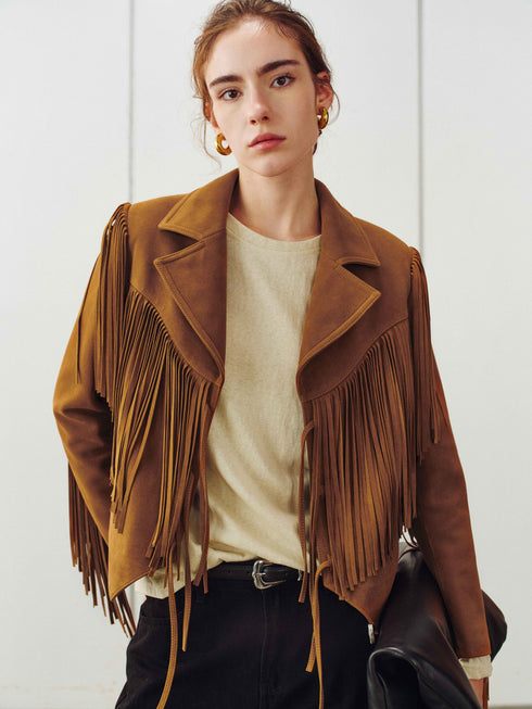 Veste en daim à franges