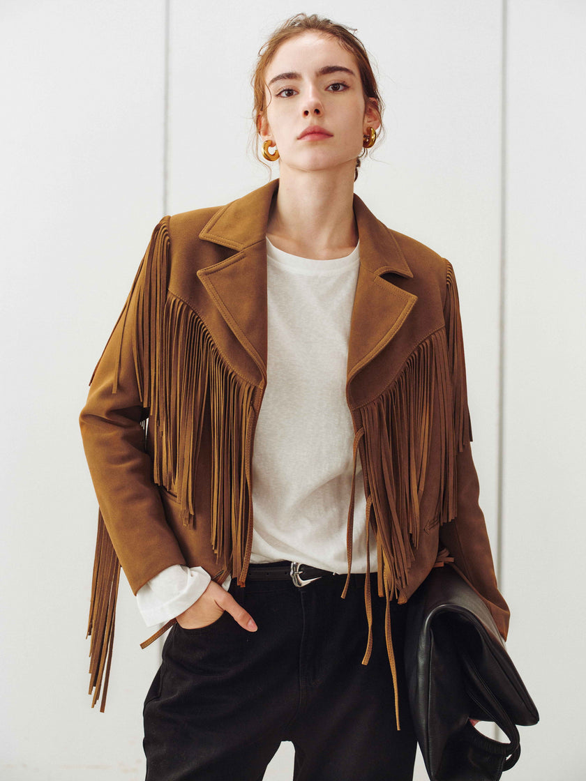 Veste en daim à franges