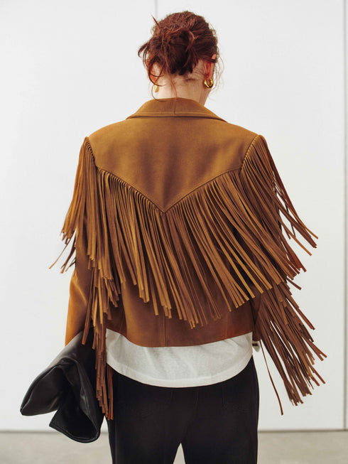 Veste en daim à franges