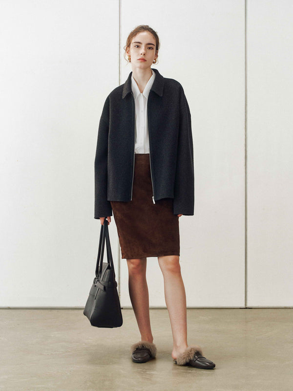 Minimalist Zip Wool Jacket