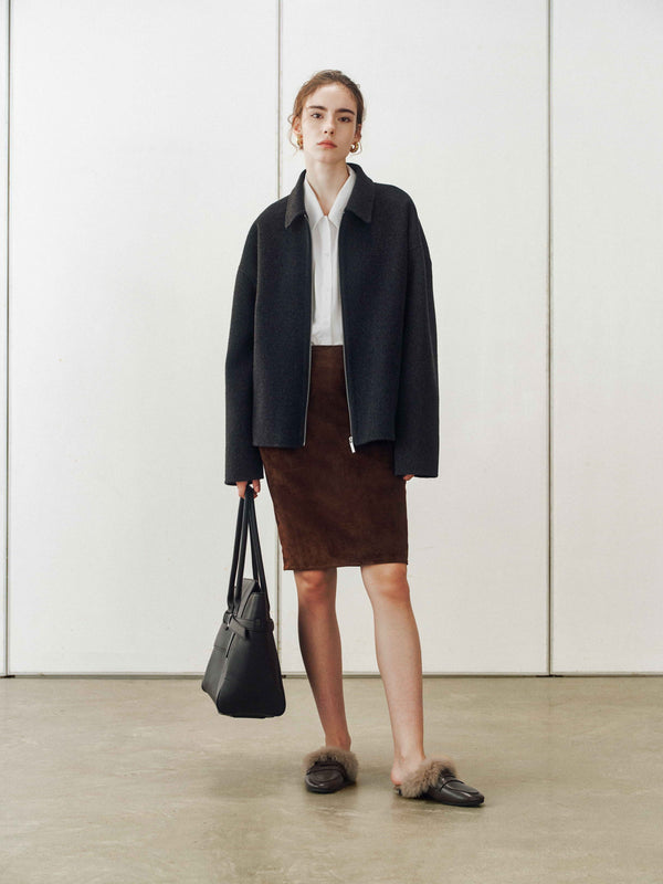 Minimalist Zip Wool Jacket