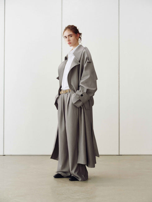 Drift Pinstripe Trench Coat