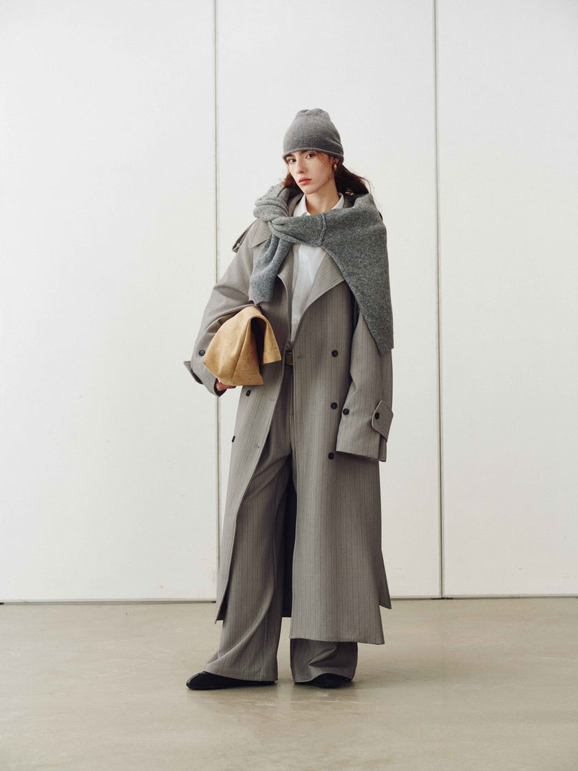 Drift Pinstripe Trench Coat