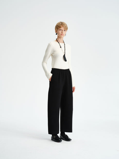 Wool Banana-Leg Cropped Pants